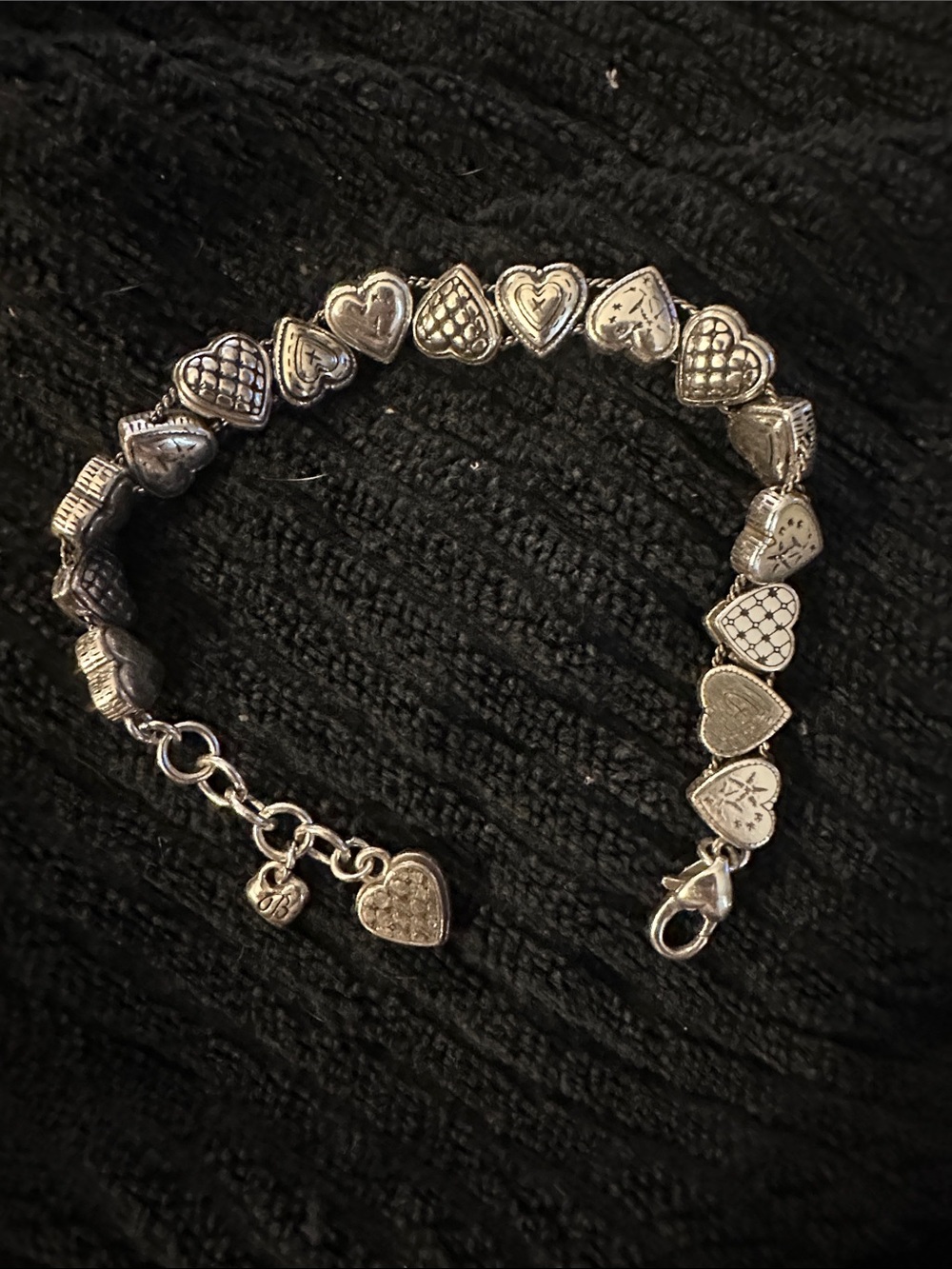 Brighton Silver Heart Charm Link Bracelet